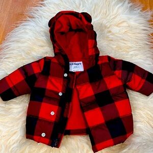Old Navy Buffalo Plaid Unisex Baby Winter Coat 0-3m